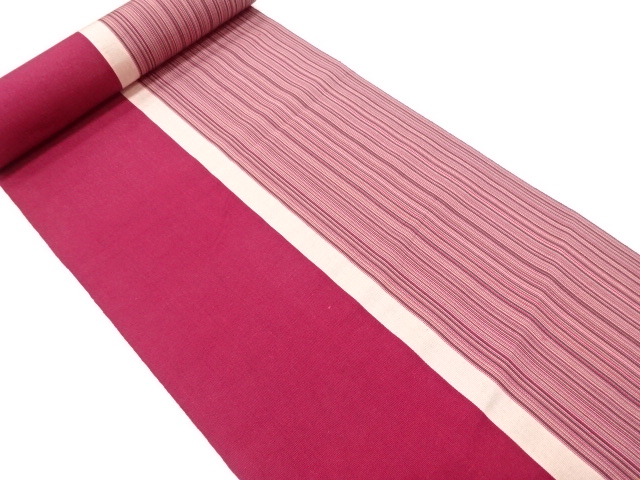 JAPANESE KIMONO / ANTIQUE BOLT FOR HASSUN OBI / SILK / CHIKUZEN HAKATA  / WOVEN STRIPE